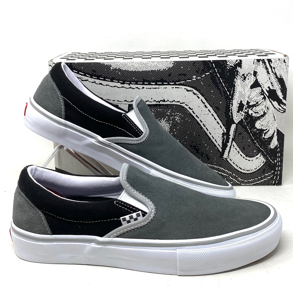 VANS Skate Slip On Shoes Suede Low Top Black Gray For Men Sneakers VN0A5FCAN42